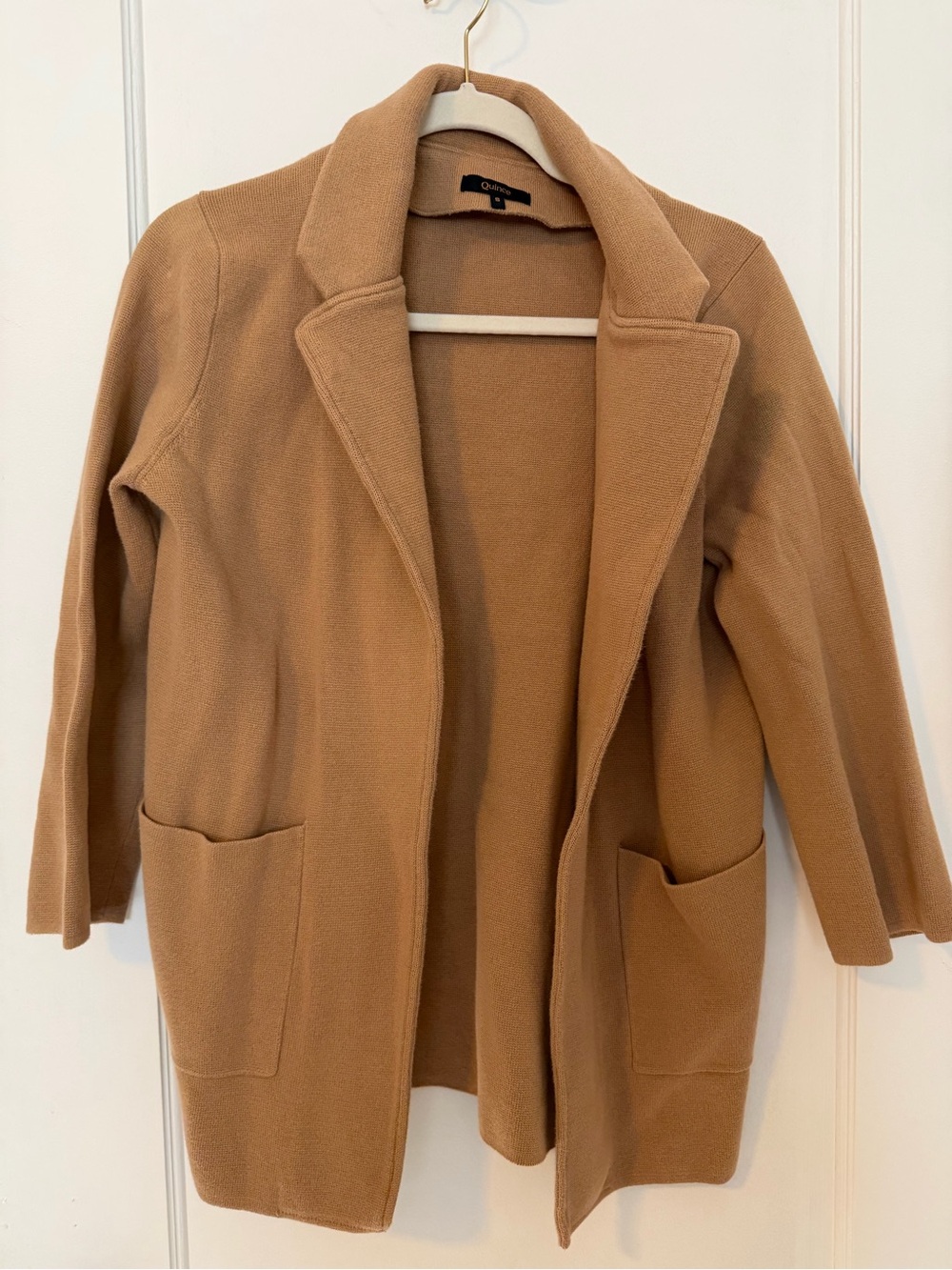 Quince Camel Knit Blazer Cardigan Coatigan